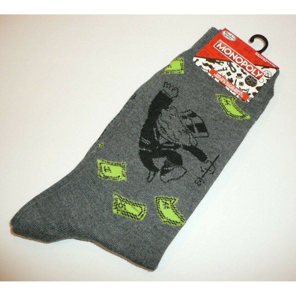 Monopoly Crew Socks Men's Casual Novelty 1 Pair Monopoly Money Guy Man Hasbro